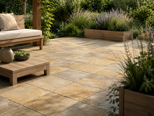 Przejdź do produktu Płytka Tandur Yellow Limestone Naturalna 40x40x3 cm