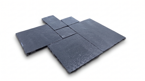 Przejdź do produktu Kamień Kadappa Black Limestone Bębnowany French Pattern 1kpl= 0,742m2 3CM | Komplet Rzymski