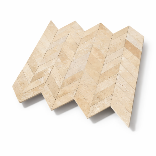 Przejdź do produktu Trawertyn Light Bębnowany Chevron 7,5x30,5x1 cm