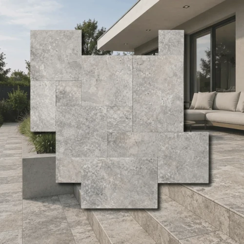 Przejdź do produktu Trawertyn Silver Bębnowany French Pattern 3cm 1kpl= 0,742m2 | Komplet Rzymski
